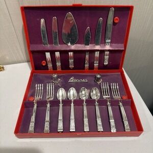 Rare! Banner Toy Silverware 16pc Set in Red Plastic Chest- Complete Set